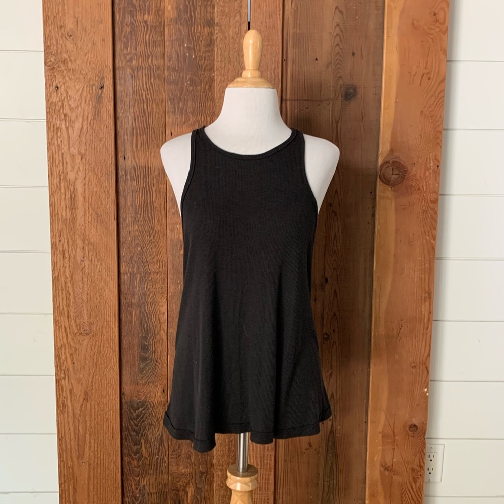 Free People Sleeveless Ribbed Racerback Top Black